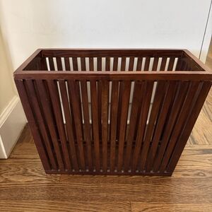 Vintage Mid-Century Modern Solid Wood MCM Slat Magazine Holder Rack
